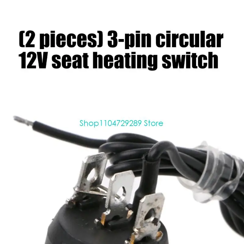 D8KE 2-Pack Heating Control Set with Round Black ABS Housings, 12 V 3-Pin Connection for Automotive and Motorcycle Heating