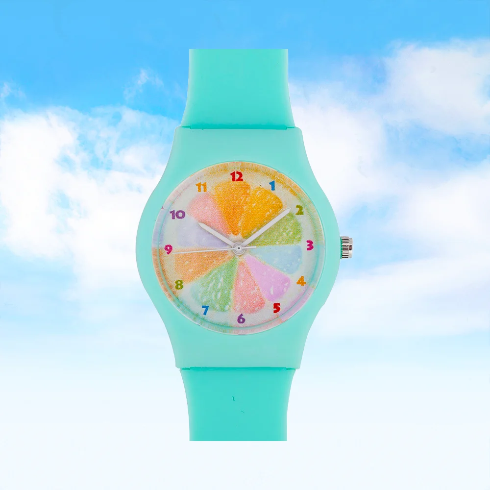 Colorful Orange Dial Sports Watch for Women Water Resistant Transparent Jelly Band Simple Design Lady's Girls Timepiece