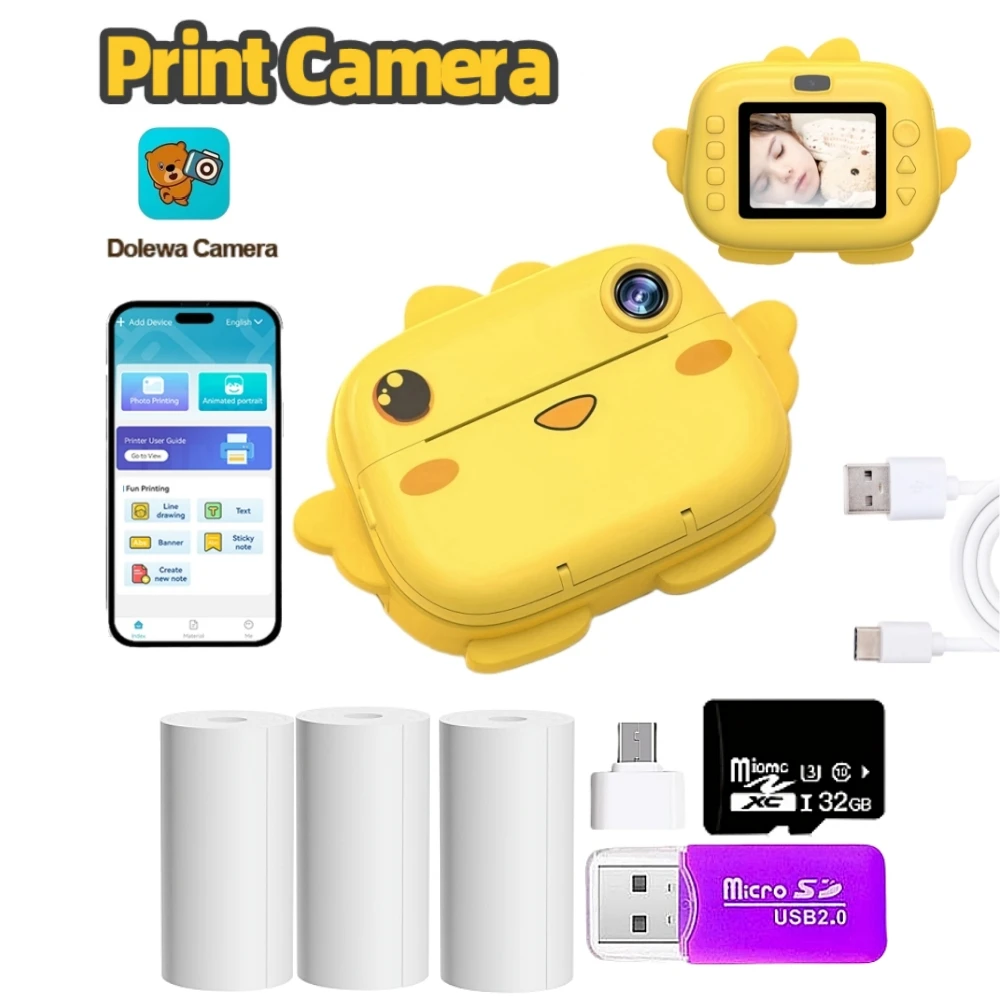 M05 Kid Print Camera Instant  Digital Camera with 32GB Card Mini Printers for Photo Printing Multifunction Children Camera Toys