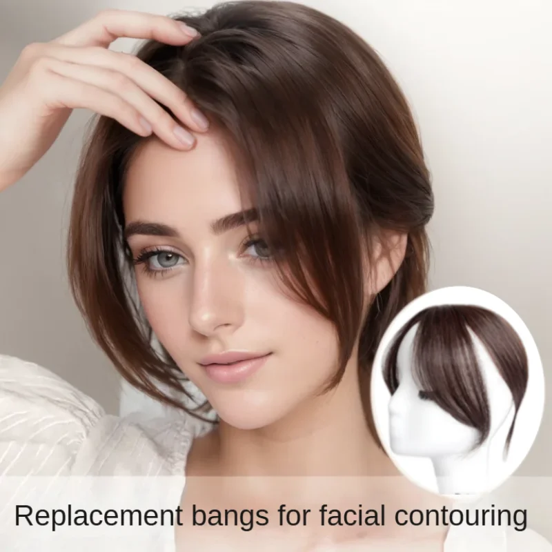 Satifresion 100% cabello humano con Clip en flequillo para mujeres, adelgazamiento del cabello, flequillo lateral fino curvo Natural 3D, flecos falsos fáciles de usar