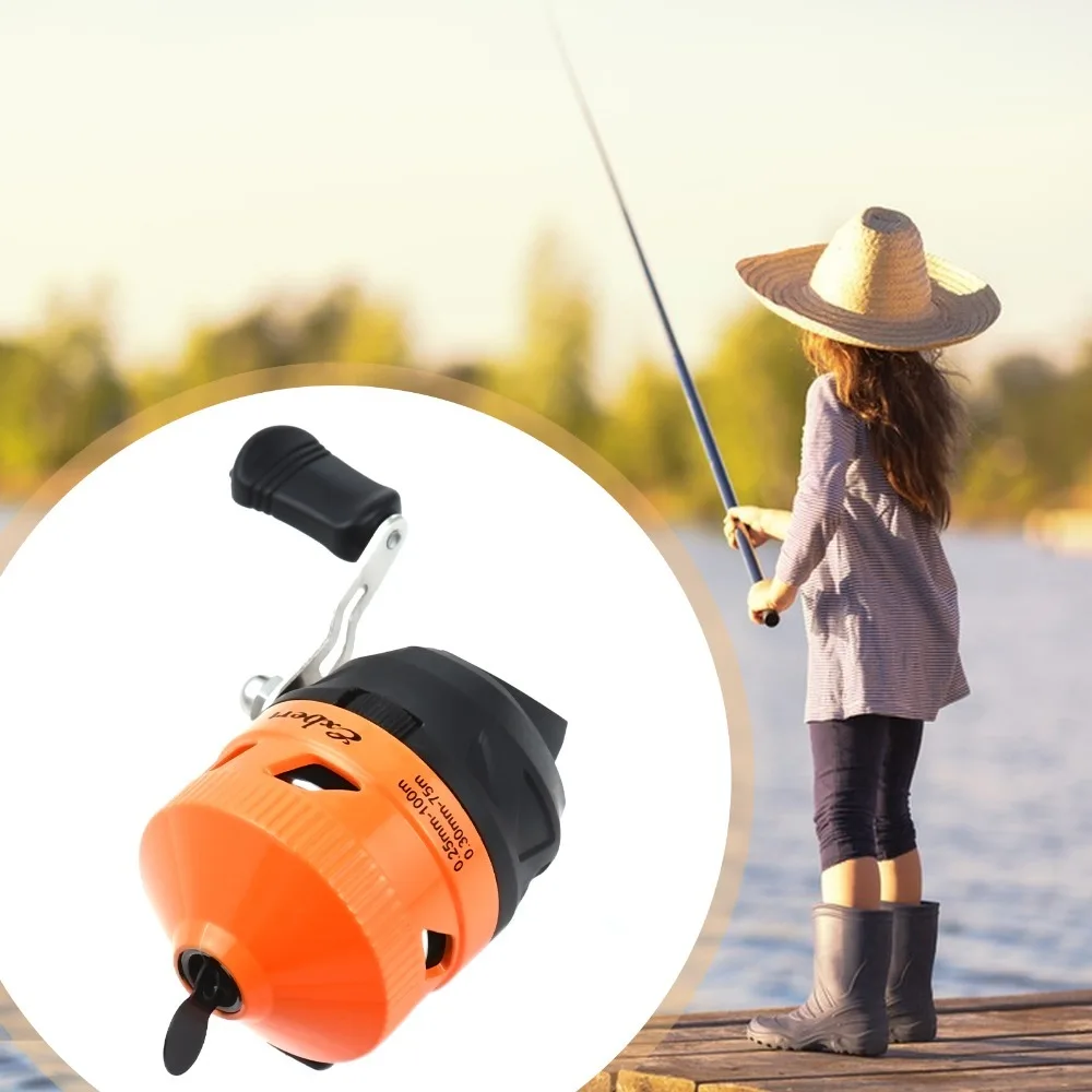 High Speed Spincast Reel 3.0:1 Gear Ratio with Nylon Line Fishing Reel Orange for Right Hand Casting Fishing Reel Fishing