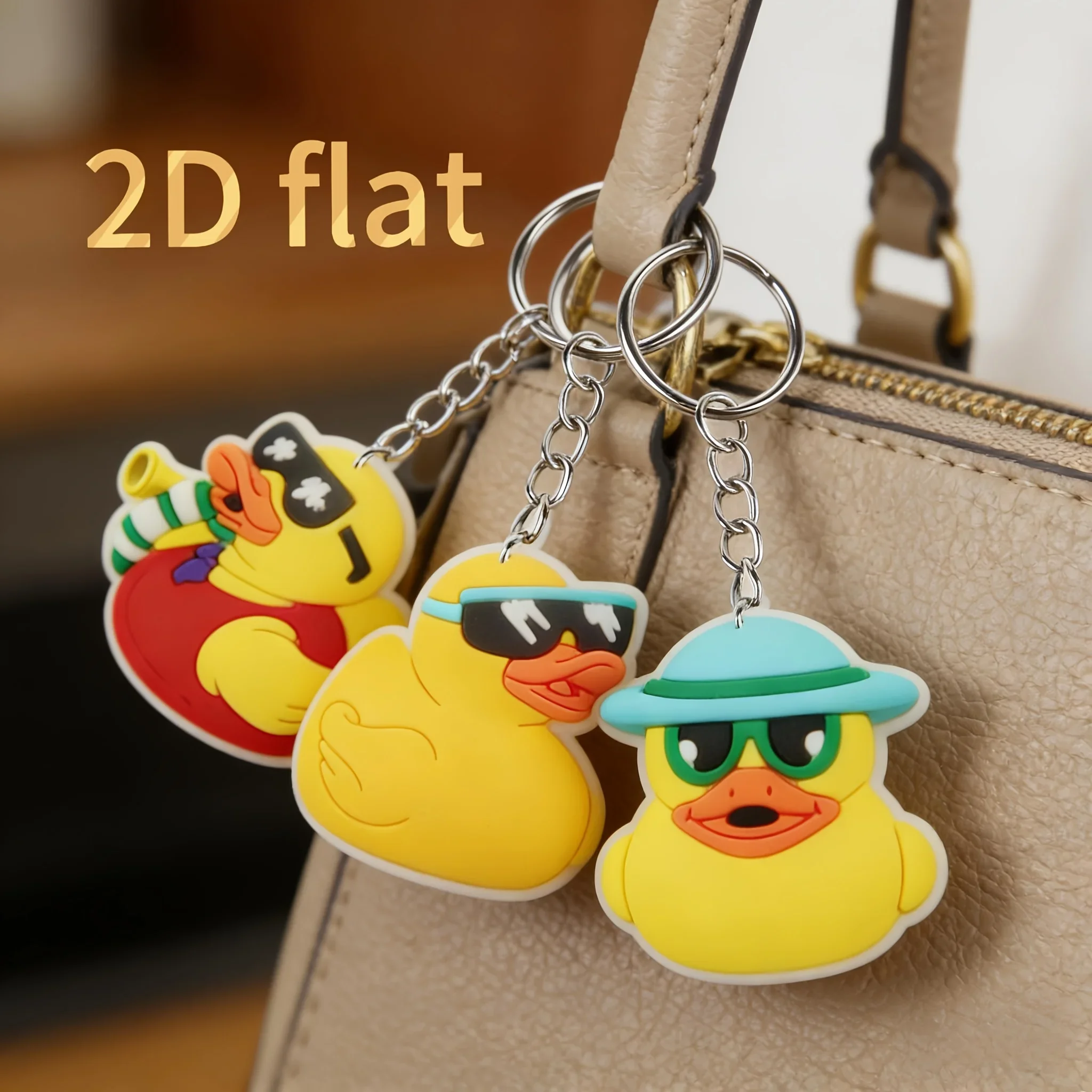 20 Pcs Duck-Shaped Keychains, Suitable For Bag, Backpack Additions, Wallet Keychain Pendant, Soft Rubber Creative Keychains