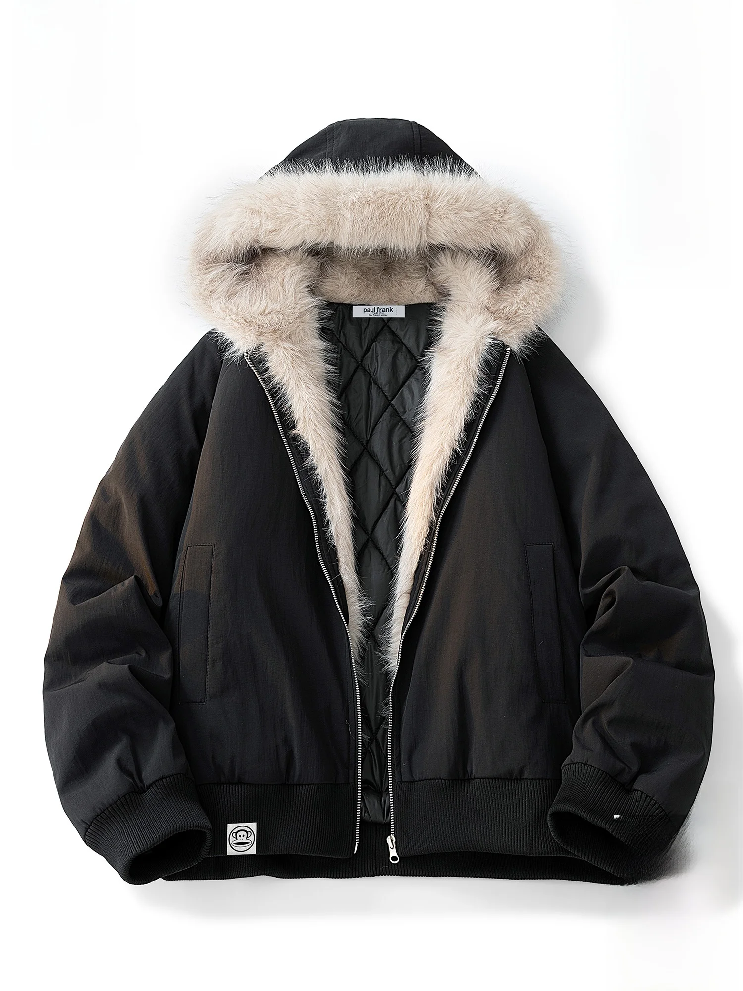 

PaulFrank Large-Mouth Monkey Loose Cotton Jaet Men Winter Warm Thiened Hooded Coat Youth Faion Polyester...