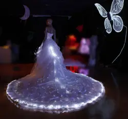 Optical fiber luminous wedding dress  light up cocktail dress luminous costume LED wedding dress