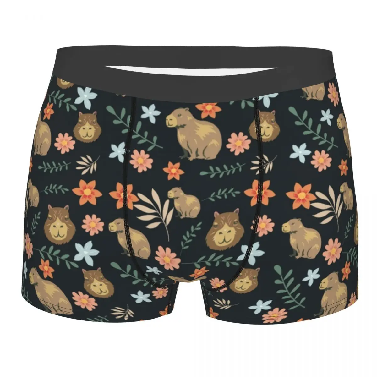 Hot Boxer Kawaii Capybara Floral Shorts Panties Briefs Men Underwear Animal Lover Soft Underpants for Homme Plus Size