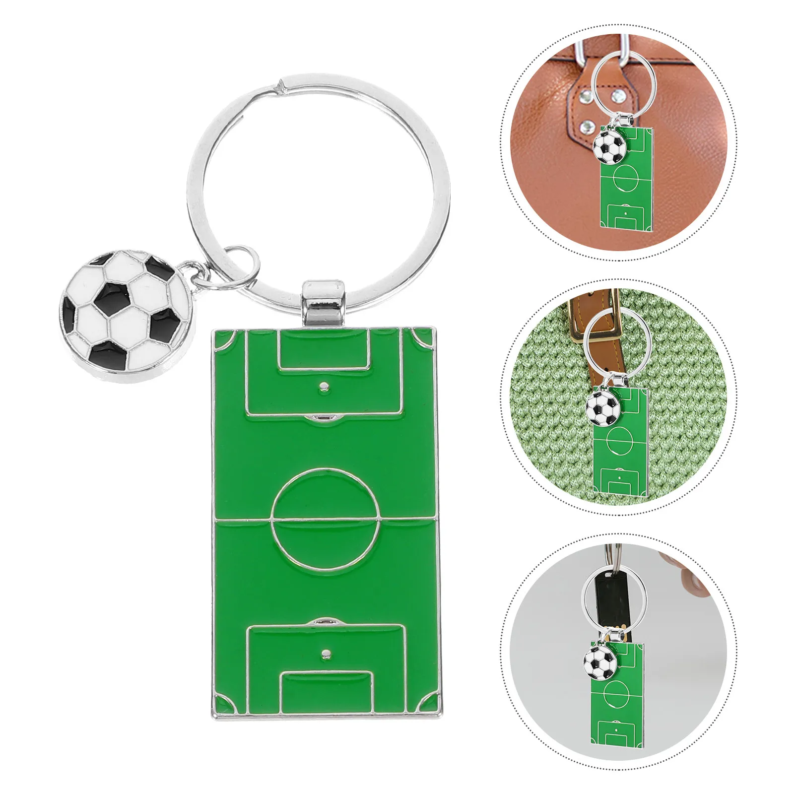 

2 шт. Брелок-подвеска в виде футбольного поля, миниатюрный мультяшный брелок из цинкового сплава, стильный брелок для рюкзаков, сумок, украшения для телефонов, зеленый