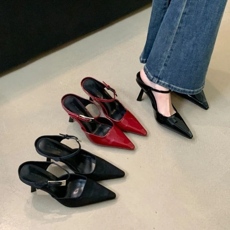 

Summer New Style Fashionable Casual Black Rose Women Slippers Slides Sexy High Heel Lady Slingback Shoes Plus Size Zapatos Mujer