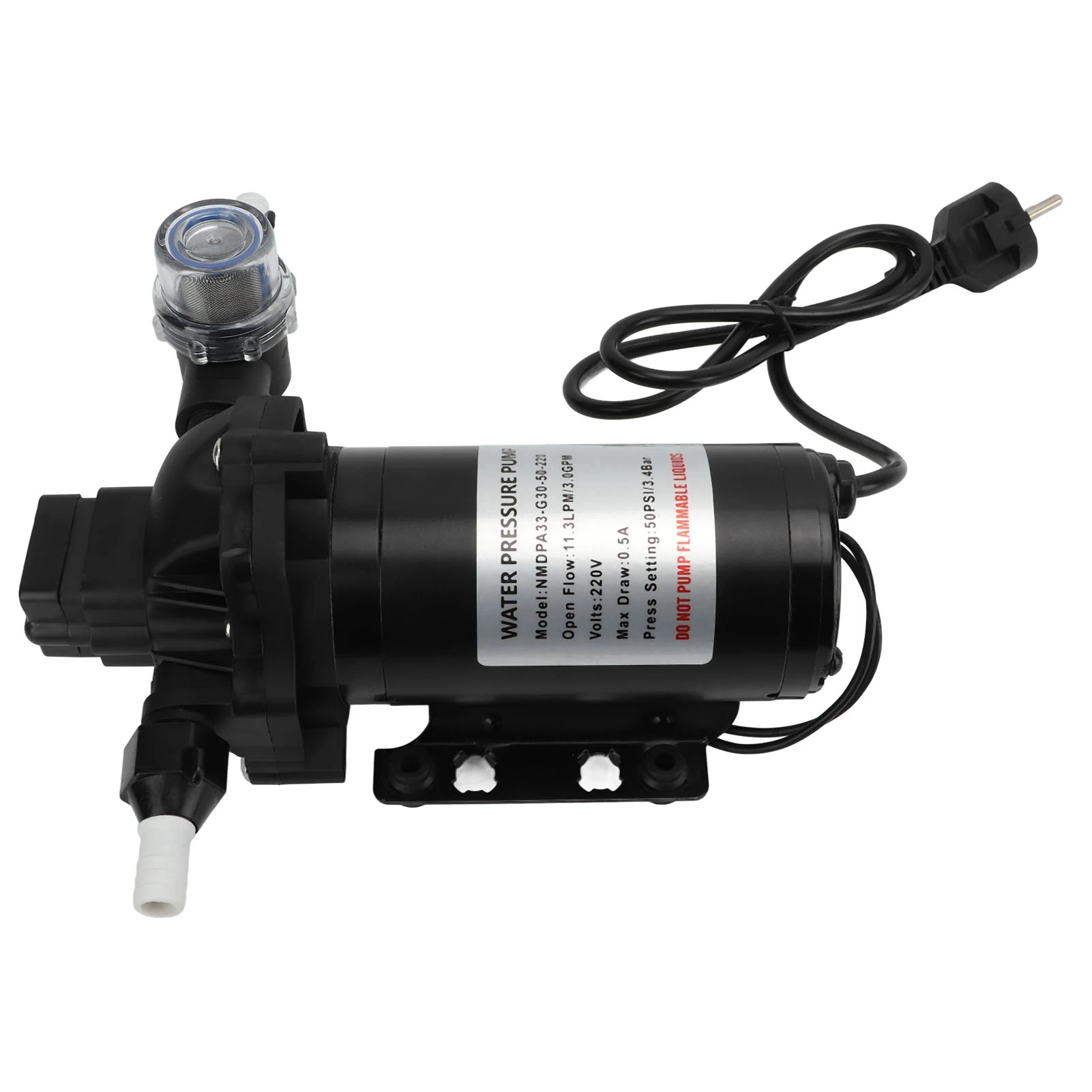 11.3LPM 50PSI Water Pressure Diaphragm Pump Self Priming for Car RV Yacht Caravan Marine Boat