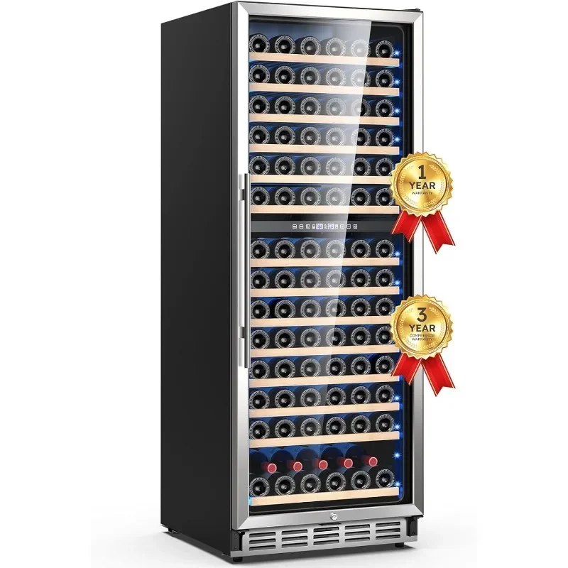 

Dual zone wine refrigerator with independent built-in wine cooler and precision thermostat