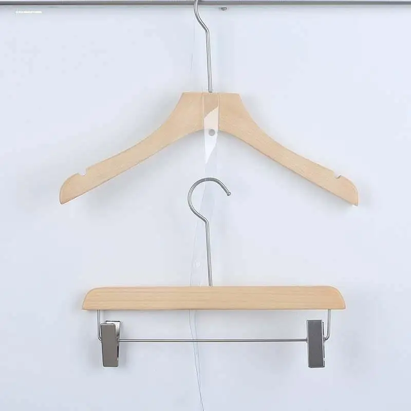 Adult Universal Plastic Clothes Hanger And Trouser Clip Set with Transparent Connecting Bar Garment Store Accessory Plastic