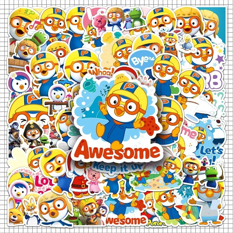 Cartoon-Anime-Pororo-Aufkleber, niedliche Tiere, DIY-Aufkleber für Handy, Tablet, Koffer, Dekoration, Kawaii-Mädchen, Graffiti, Spielzeug, Geschenke