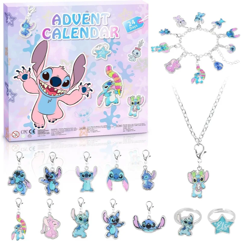 

Stitch Christmas Advent Calendar Random Box 24 Days Xmas Countdown Diy Jewelry Bracelet Necklace Making Kit Gift Children Toys