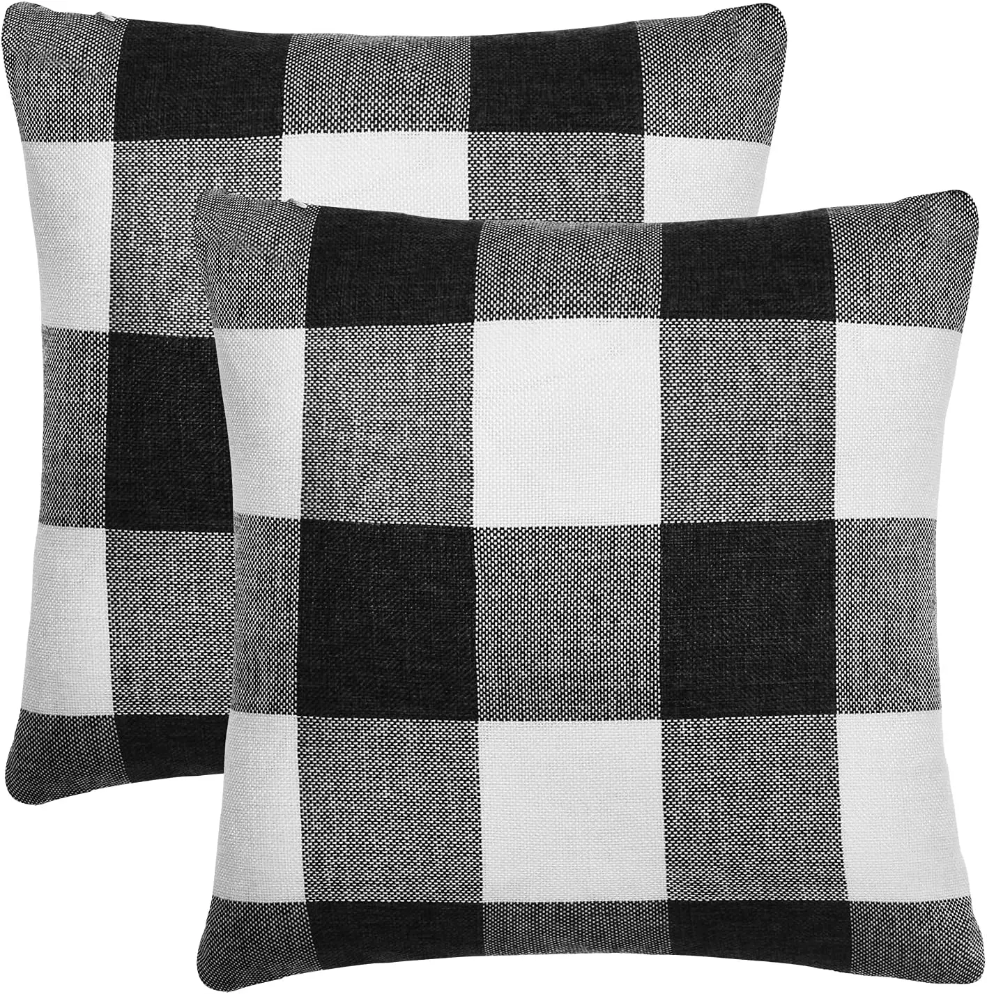 

Set of 2 Buffalo Check Plaid Pillow Covers Farmhouse Rustic Pillow Cases, Cotton Linen Throw Pillow Covers Cushion Case for Home