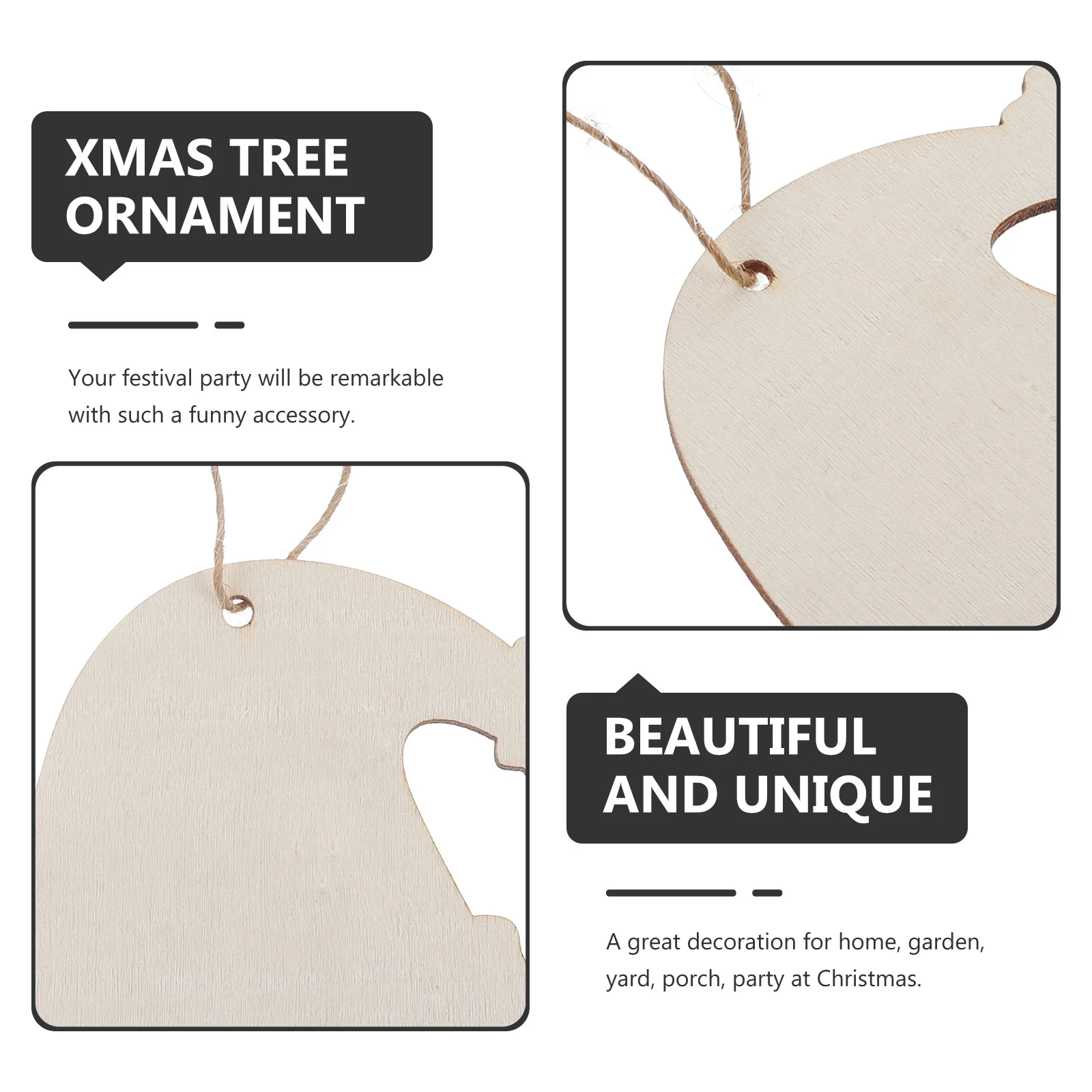 

10Pcs Wooden Hanging Christmas Hat Pendant Ornament Xmas Tree Decor Party Holiday Decoration Home Gift Accessories