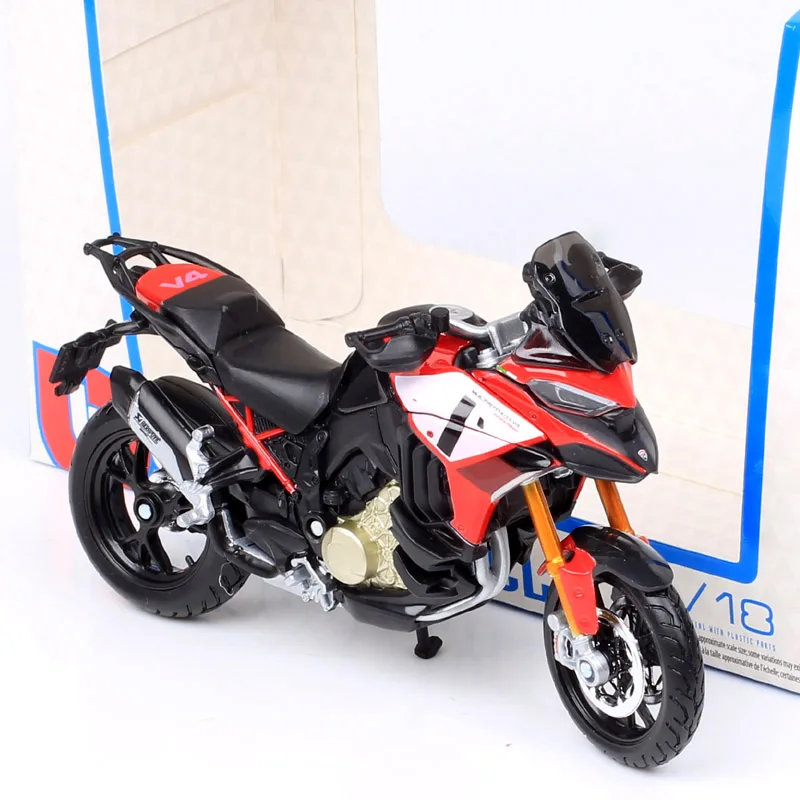 

Масштаб 1/18 Bburago Small Ducati Multistrada V4 Pikes Peak Adventure Touring Мотоцикл Литая под давлением Модель велосипеда Мото Миниатюры Красный