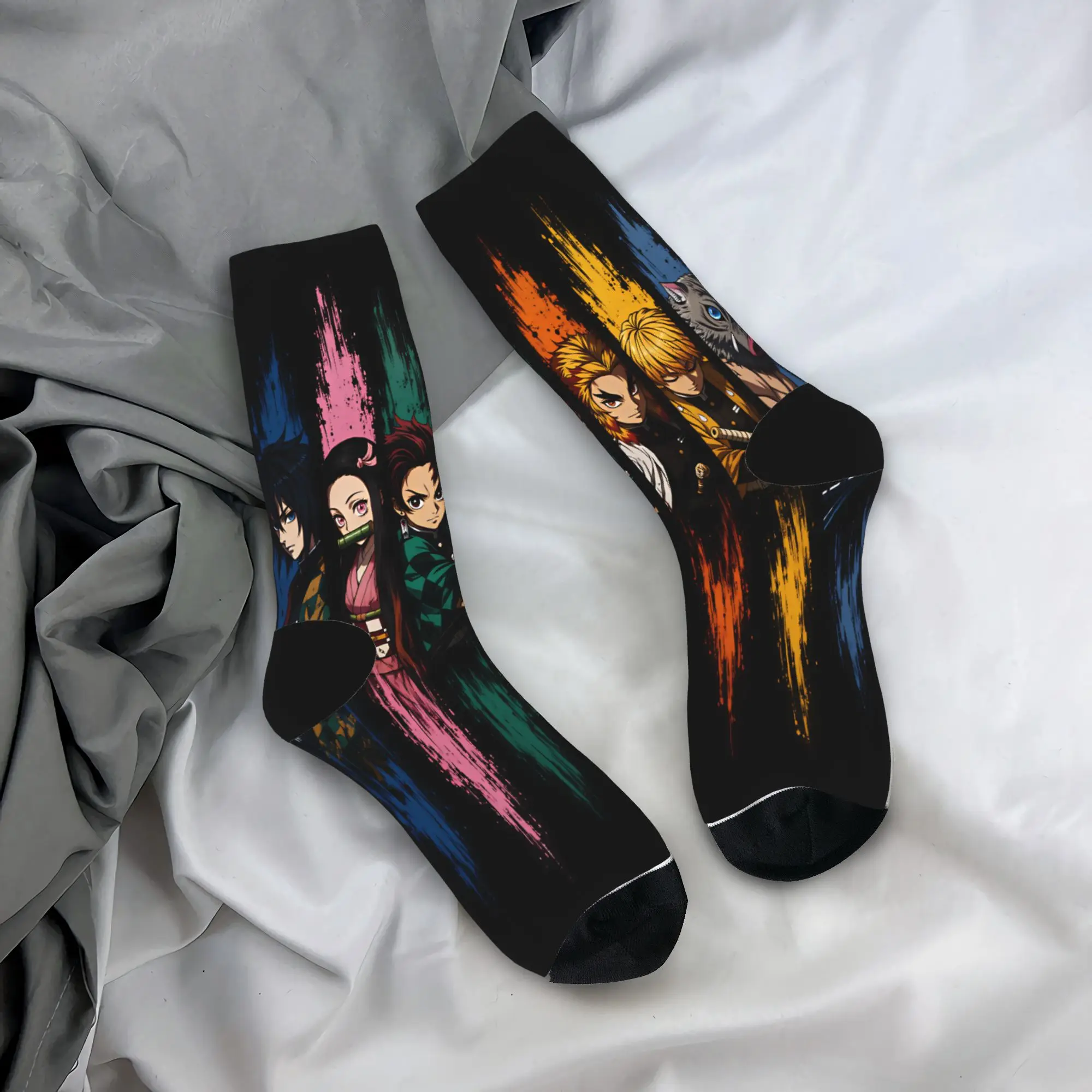 Demon Slayered Characters Socks  Fashion Stockings Unisex Men Warm Soft Skateboard Socks Winter Design Anti Skid Socks