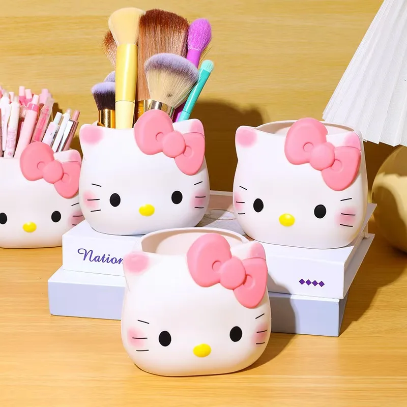 Caja de almacenamiento de accesorios de dibujos animados Kawaii HelloKitty, portalápices, adecuada para guardar artículos de papelería y herramientas de maquillaje