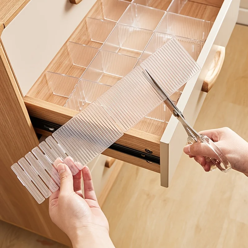 4pcs Transparent Partition Dividers for Drawer Organization, Freely Combined Compartment Organizer for Underwear and Socks