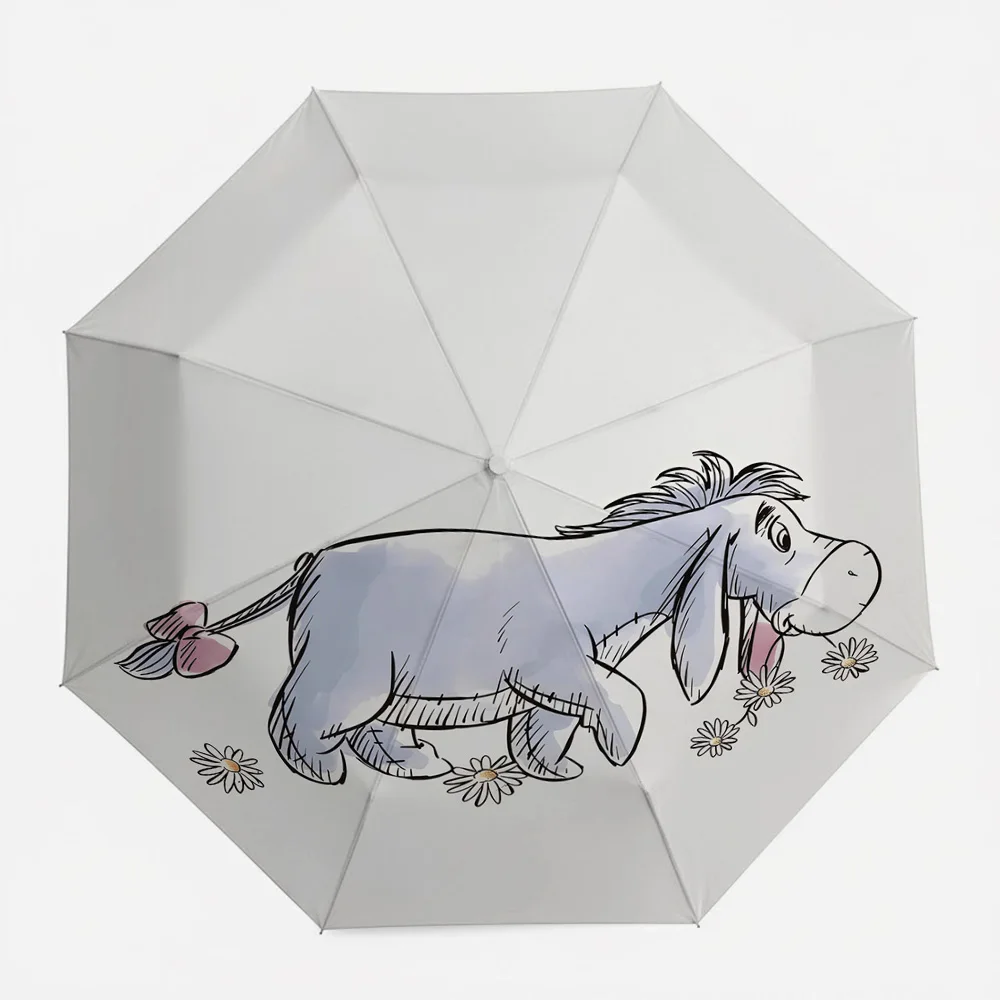 

Автоматический складной зонт Disney с принтом Винни-Пуха, Иа-Иа и цветов, ветрозащитный, водонепроницаемый, для путешествий, для детей и взрослых