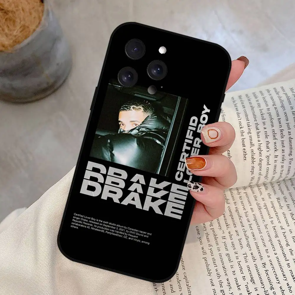 حافظة هاتف مغني الراب D-Drake لهاتف آيفون 17,16,15,14,13,12,11 Plus,Pro,Max,XR,XS,X,7,8 Plus,Mini Black Silicone Soft #5