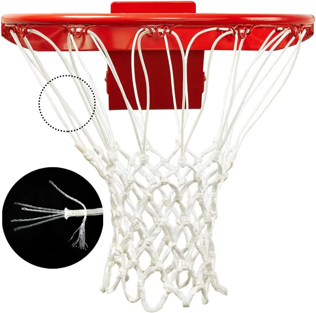 

PROGOAL Professional Basketball Net Replacement,Heavy Duty Thick Net Fits Standard Indoor and Outdoor 12-Loop Rims (Red&White, S