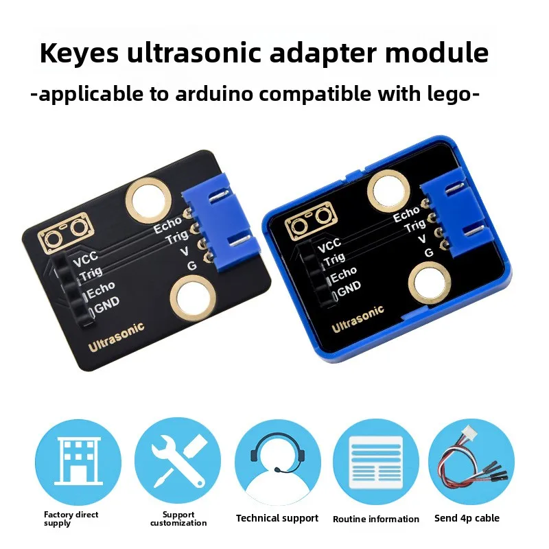 Módulo de placa adaptadora ultrasónicaHC-SR04 Medición de distancia Sensor para evitar obstáculos Compatible con automóviles Bloques de construcción Arduino