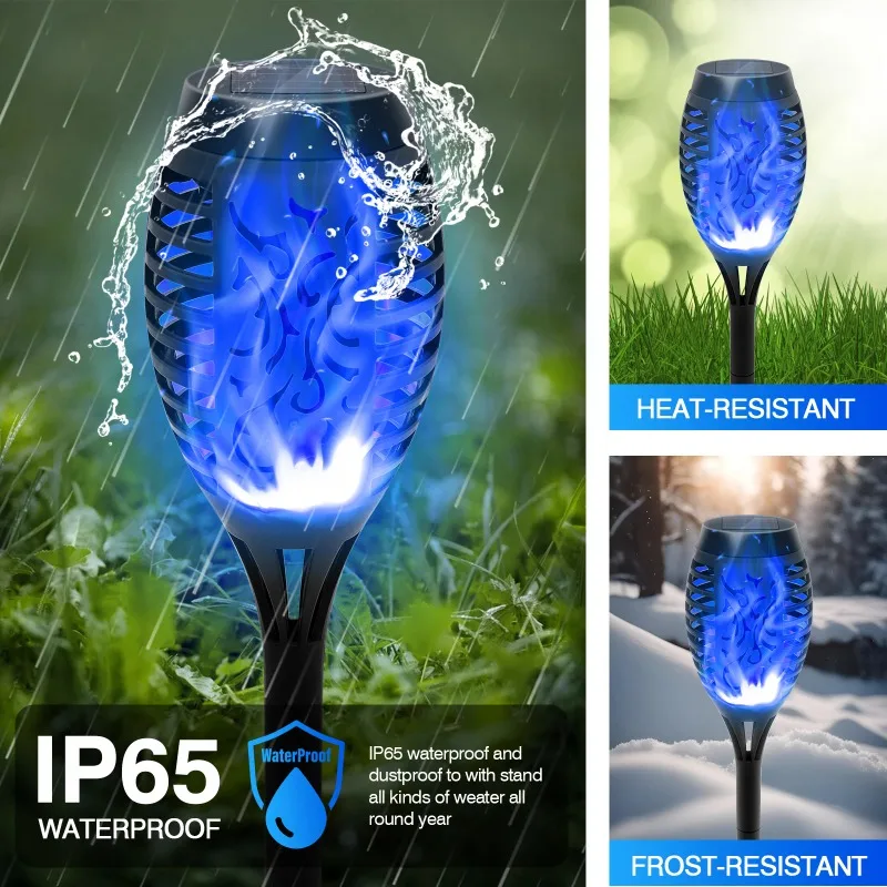 1/4/6/8 Pack Solar Lights Outdoor Blue Solar Torch Flickering Flame Waterproof Garden Decor for Lawn Yard Patio Pathway Lighting