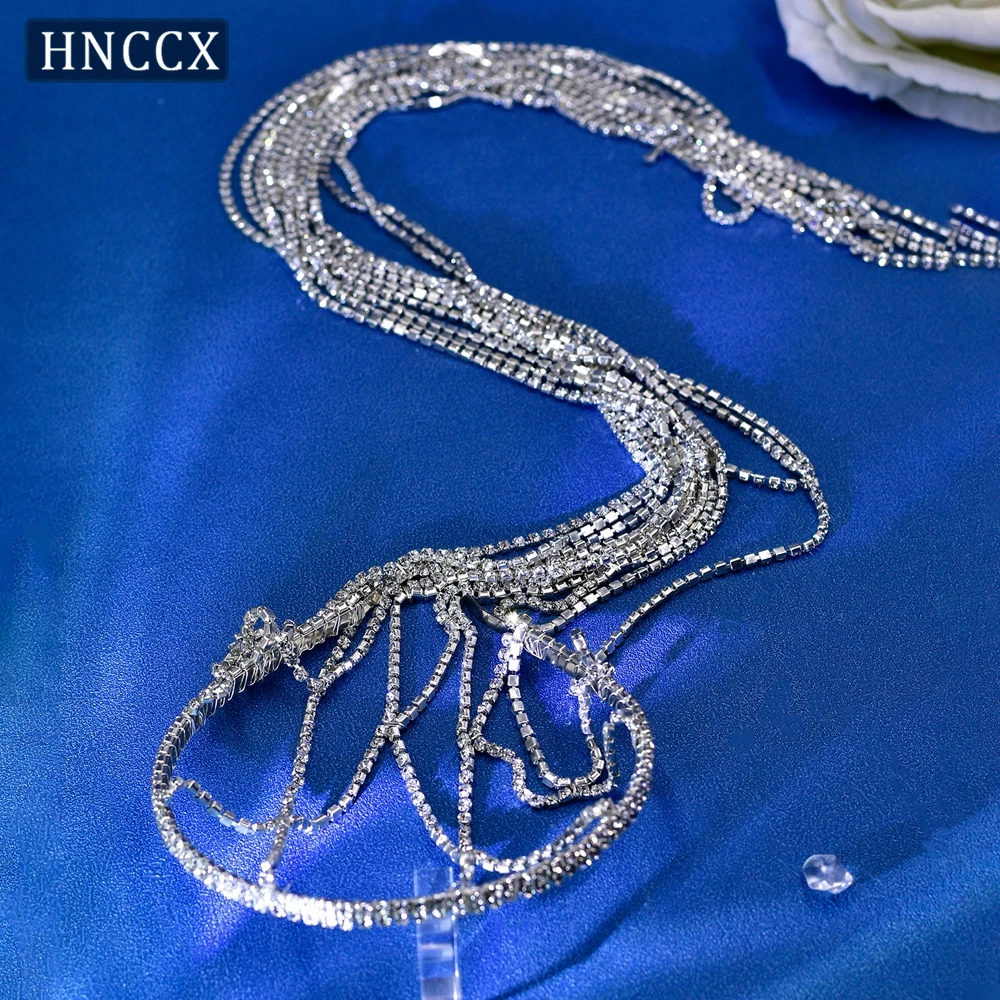 HNCCX Bridal Headdress Wedding Long Drill Chain Headwear Bride Headbands Women Rhinestone Hair Accessories For Party CP657