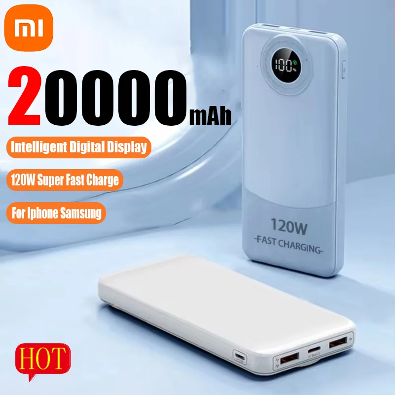 Xiaomi 200000 mAh Power Bank большой емкости 120 Вт Супер быстрая зарядка Интеллектуальный цифровой дисплей Powerbank для iphone Xiaomi Samsung