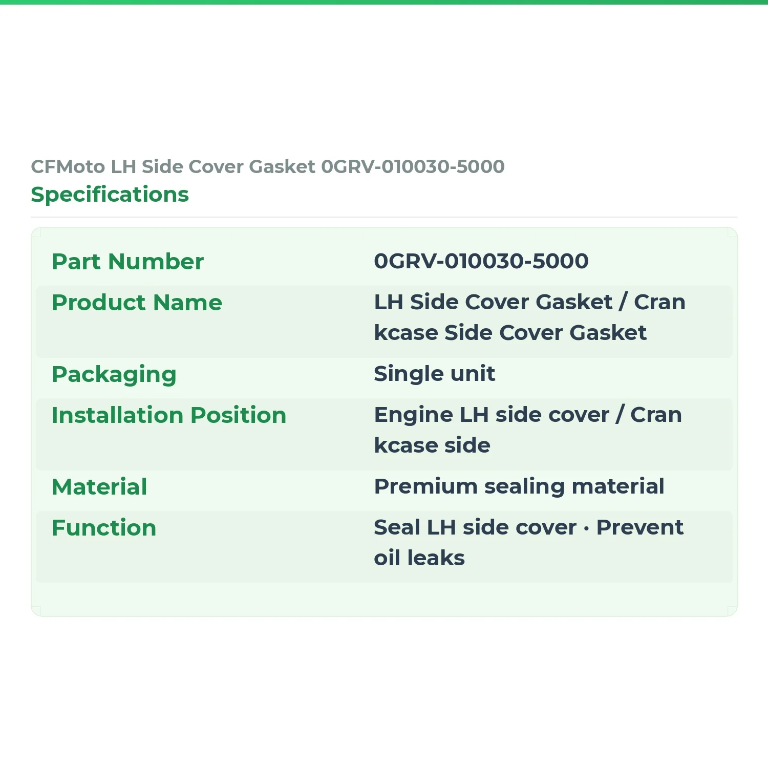 0GRV-010030-5000 Original LH Side Cover Gasket For CFMoto CForce C4 C5 GOES TERROX 400 500cc ATV Engine Crankcase Seal