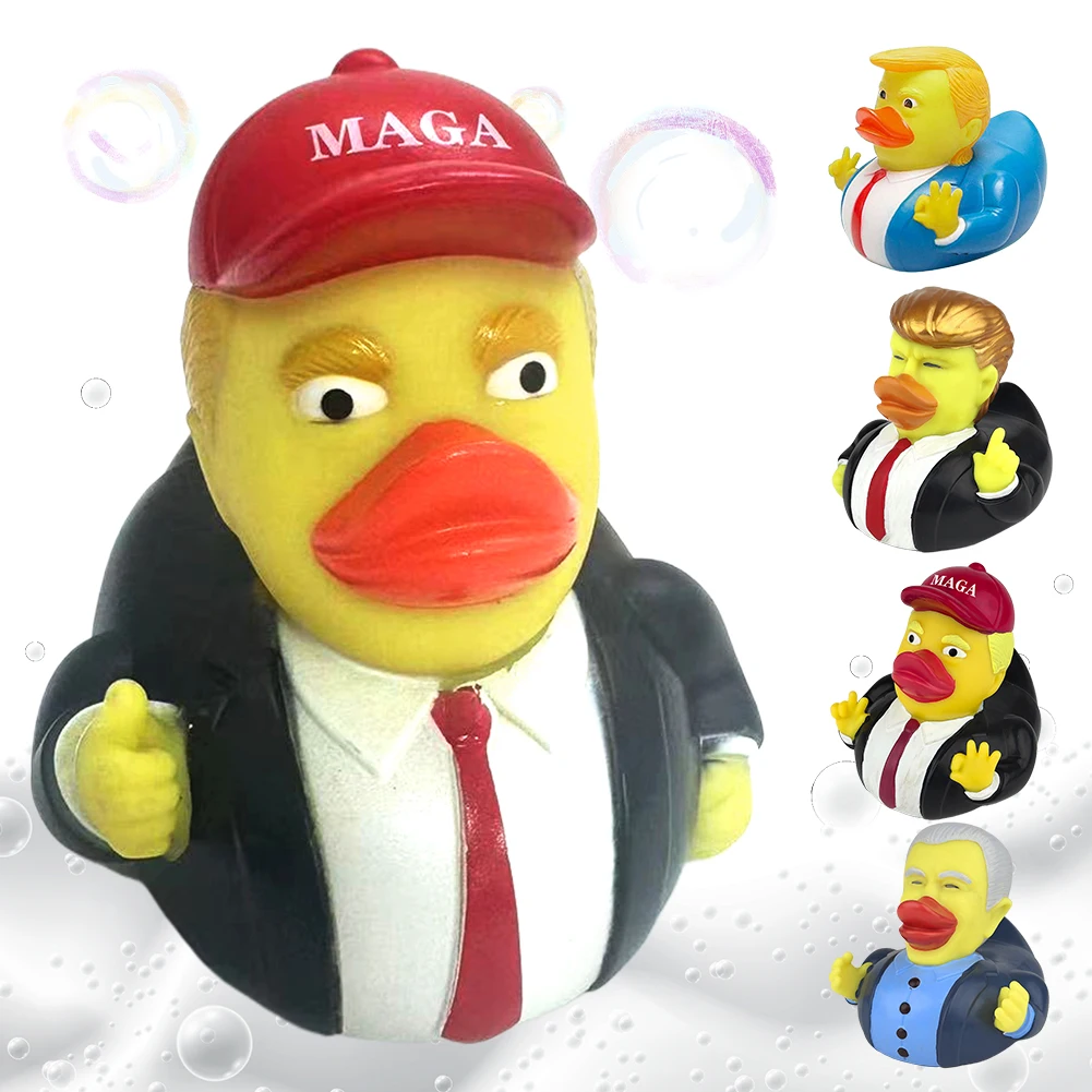 Novelty Trump Rubber Duck Squeak Bath Duck Trump Merchandise Bathtub Toys for Kids Gift Birthdays Baby Showers Bath Time