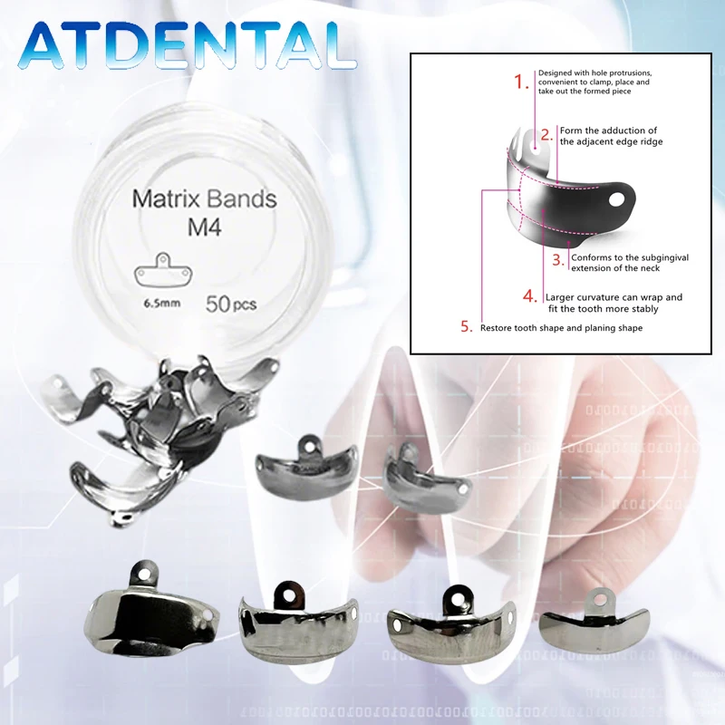 

100pcs Dental Matrix Bands Sectional Contoured Metal Matrices Dentistry Oral Care Hardness Elasticity Matrix Strips Dentist Tool