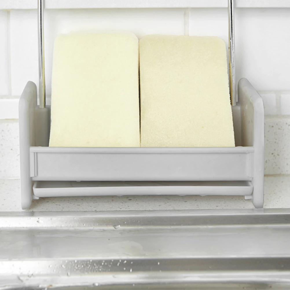 

2pcs Plastic Sponge Holder For Kitchen Dishcloth Drain Rack Lightweight Organizer Steel Wool Cleaning Stand Countertop
