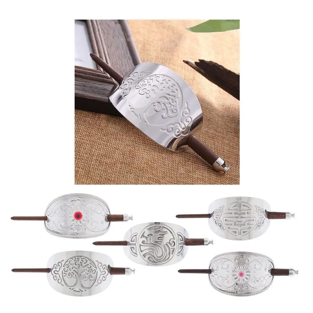 إكسسوارات شعر على شكل عصا شعر معدنية منحوتة يدويًا على الطراز العتيق #2