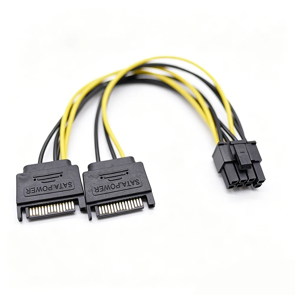 5pcs PCIE 8Pin to Dual 15Pin SATA Graphics Card Power Adapter Cable, GPU Power Supply Splitter Cord For Bitcoin Miner Mining