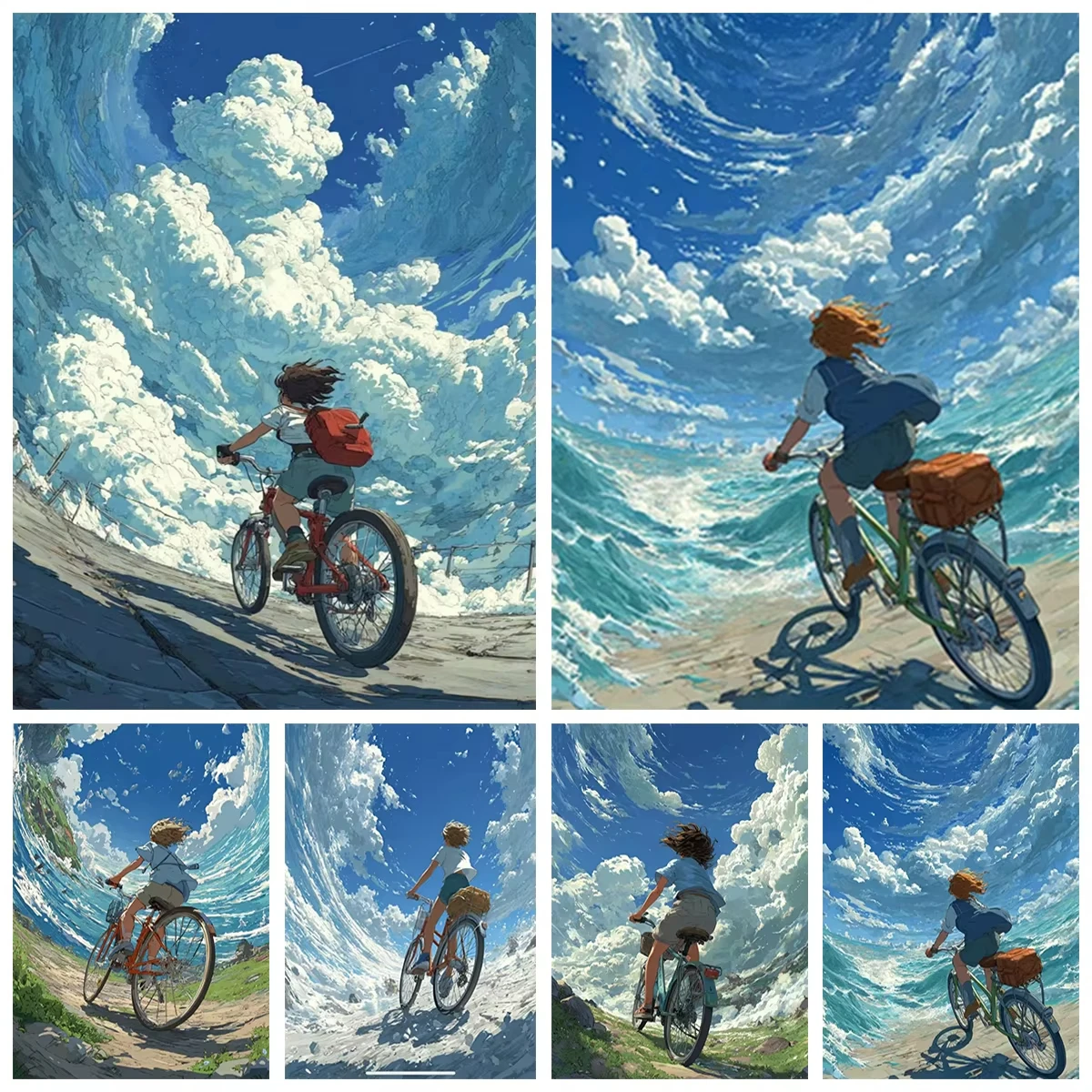  Freedom Cycling Girl Oil Painting By Numbers: Colorful Bicycle Art, Hand-painted Canvas, Home Wall Decor Gift