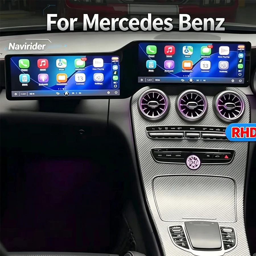 24.6Inch RHD Android Screen Multimedia Player GPS For Mercedes Benz C Class GLC W205 X253 C180 C200 C220 C300 C350 2016-2022