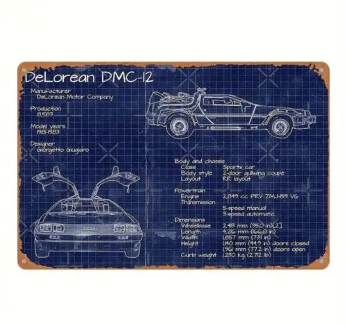 Back To The Future DeLorean DMC-12 - Marty McFly Metal Tin Sign 8x12 in