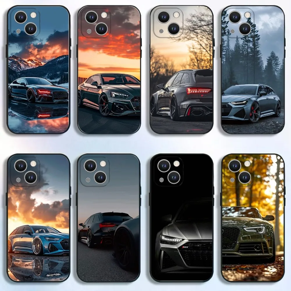 

A-Audis R-S car Phone Case For iPhone 16,15,14,13,12,11 Plus,Pro Max,XS,X,XR,SE,Mini,8,7,Soft Silicone Black Cover