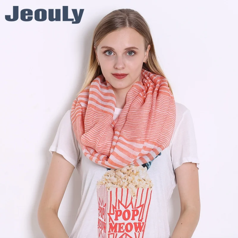 2018 Spring and Summer New Foreign Trade Cross-Border Scarf Striped Printing Voile Women's Scarf Scarf Wholesale