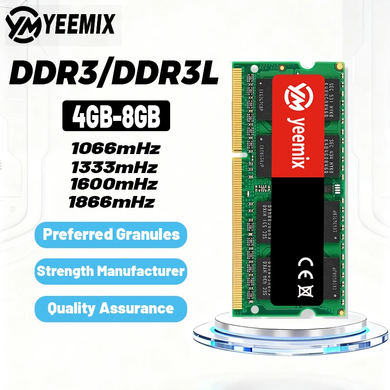 

YEEMIX Laptop Ram DDR3/DDR3L Green 4GB 1333Mhz 1600Mhz 1866Mhz 1.5v 8GB 4GB1333Mhz 1600Mhz 1866Mhz 1.35/1.5V