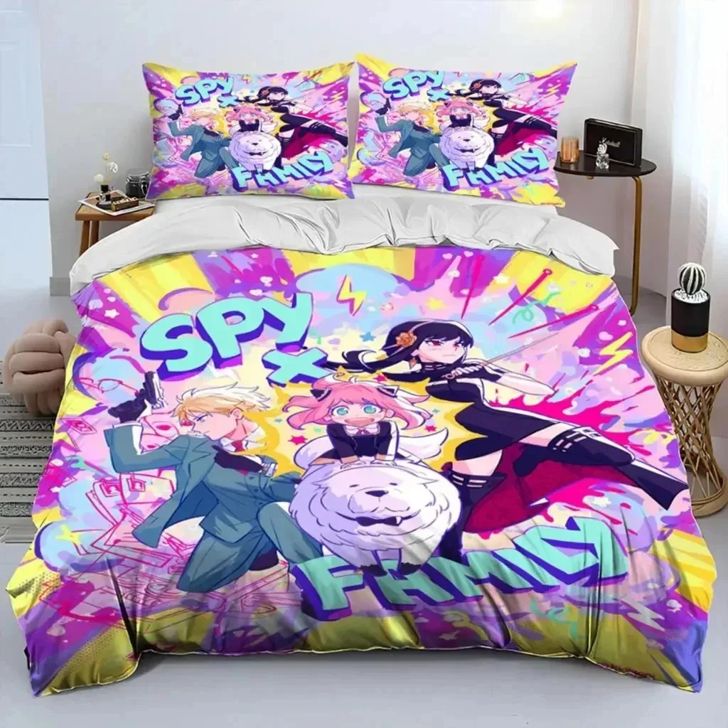 Anime SPY×FAMILY Anya Bedding Set Boys Girls Twin Queen Size Duvet Cover Pillowcase Bed Boys Adult Fashion Home Textileextile