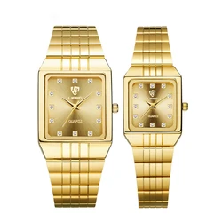 Golden Quartz Watch Men Women Luxury Watches relogio masculino Luxury Gold Bracelet Wrist Watches Steel Female Male Clock 8808