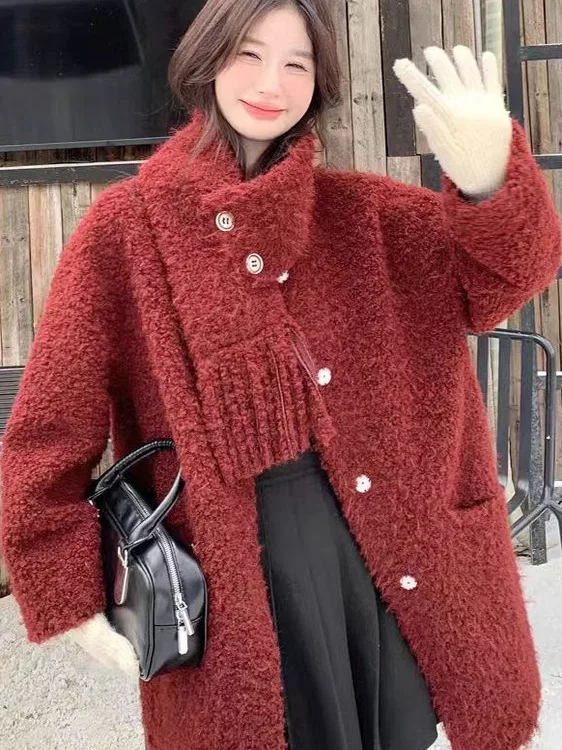 

Жилетка Ankela с воротником-шарфом из меха, женская, осень-зима 2025, новая, высококачественная, модная, из овечьего меха, как верхняя одежда, женский стиль