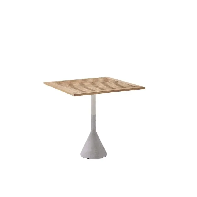 Small Round Teak Wood Coffee Table with Stone Top Outdoor Balcony Side Table for Hotel Living Room Modern Designer Furniture