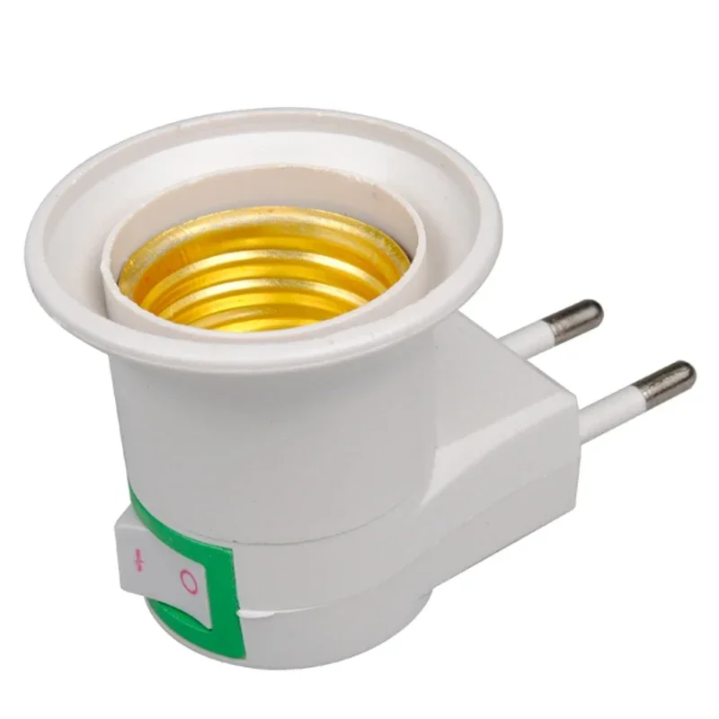 

E27 EU Plug Lamp Base Light Bulb Base Socket Adapter Converter 250V 6A White Night Light With Power On Off Control Switch