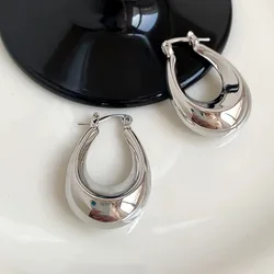BF CLUB 925 Sterling Silver Earrings For Women Trendy Simple Oval Hollow Earring Jewelry Prevent Allergy Party Accessories