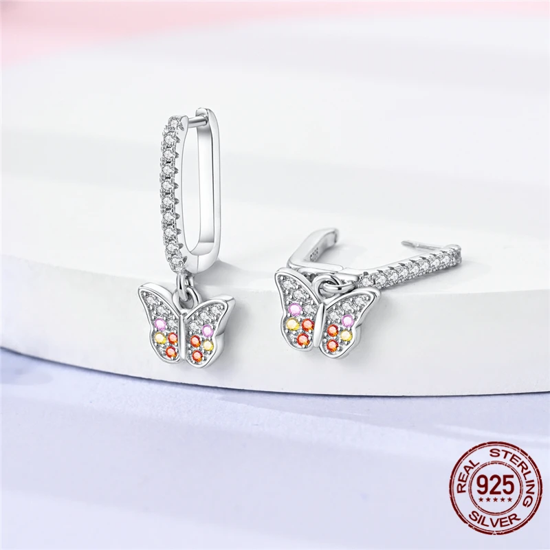 High-quality S925 sterling silver earrings, women's butterfly earrings, anniversary and wedding jewelry gifts.