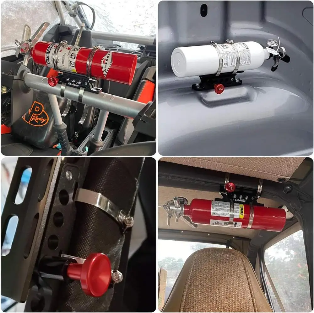 Roll Bar Fire Extinguisher Mount Holder Adjustable Quick Release Bracket Fixture for ATV/UTV/JK/JL Polaris RZR Ranger Vehicle