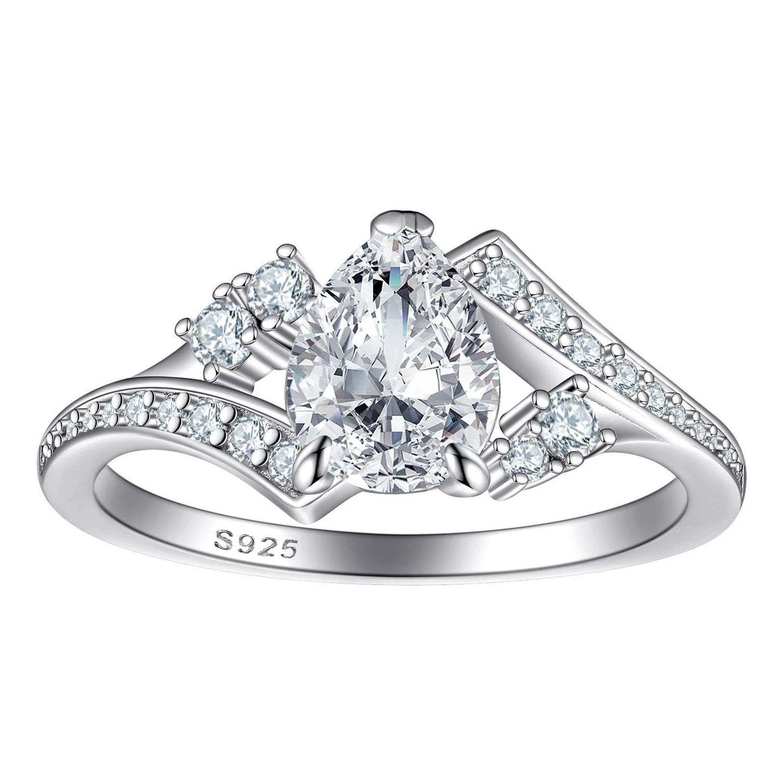 

Super Sparkling Pear Moissanite Ring 1.5 Carat with Certificate Tested by Diamond S925 Silver Women Wedding Jewelry Premium Gift